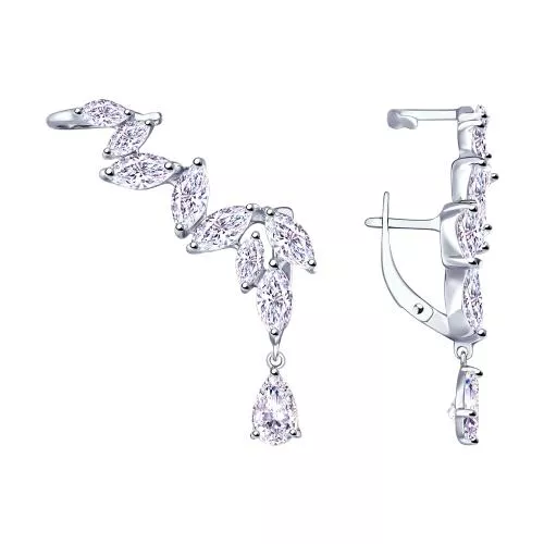 Серьги из серебра с фианитами