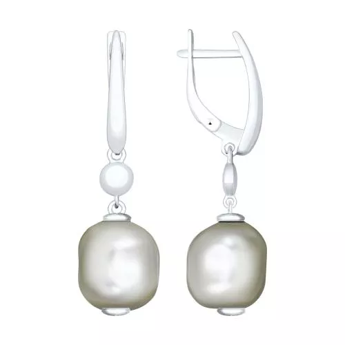 Серьги из серебра с жемчугом Swarovski