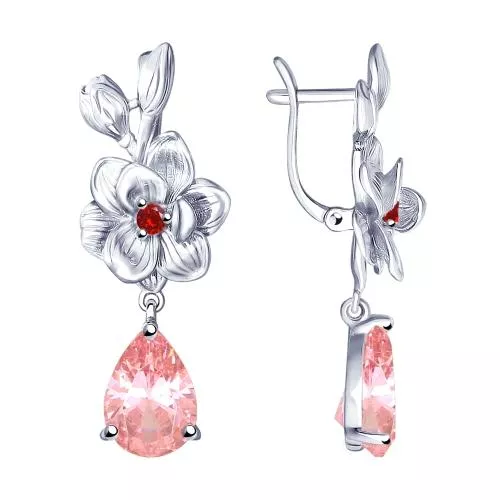 Серьги из серебра с фианитами