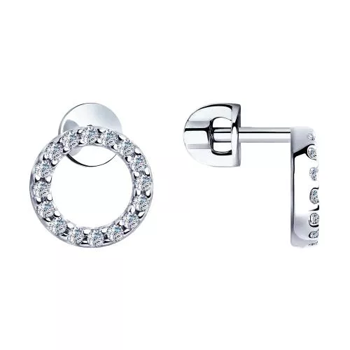 Серьги из серебра с фианитами