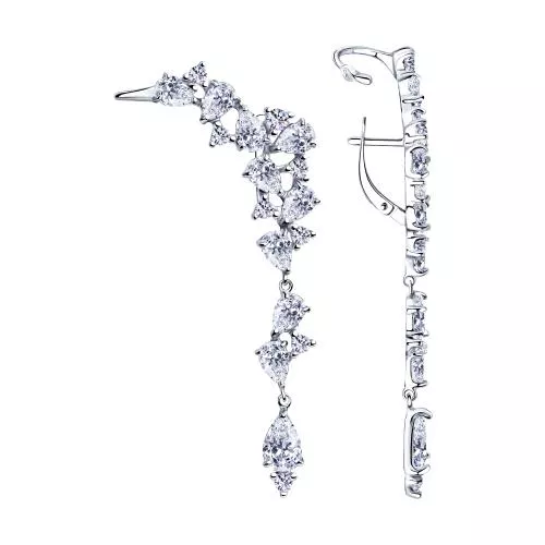 Серьги из серебра с фианитами