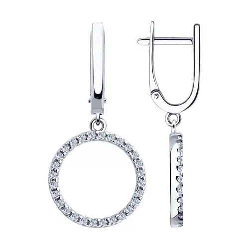 Серьги из серебра с фианитами