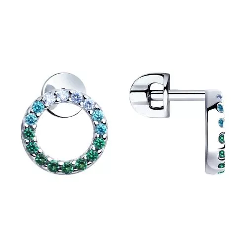 Серьги из серебра с фианитами