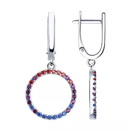 Серьги из серебра с фианитами