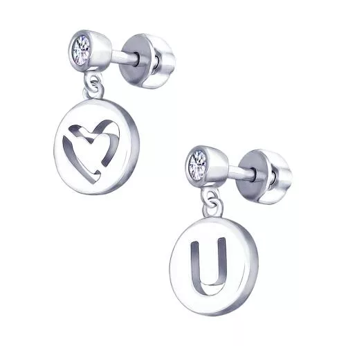 Серьги из серебра с фианитом