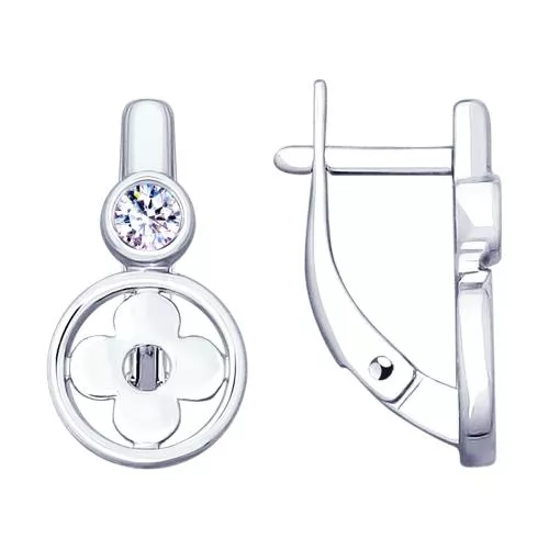 Серьги из серебра с фианитами