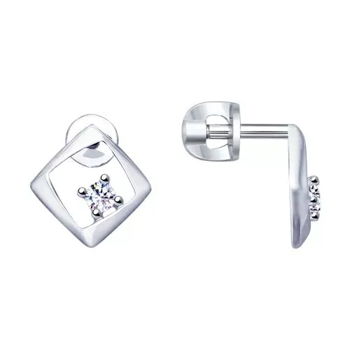 Серьги из серебра с фианитами