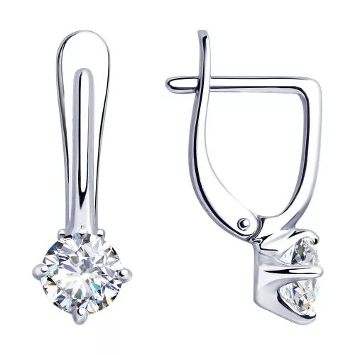 Серьги из серебра с фианитами