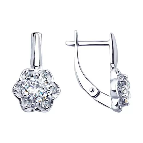 Серьги из серебра с фианитами