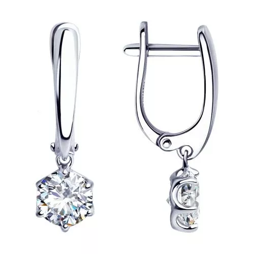 Серьги из серебра с фианитами