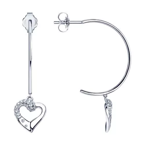 Серьги из серебра с фианитами