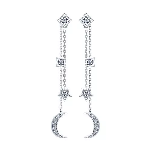 Серьги из серебра с фианитами