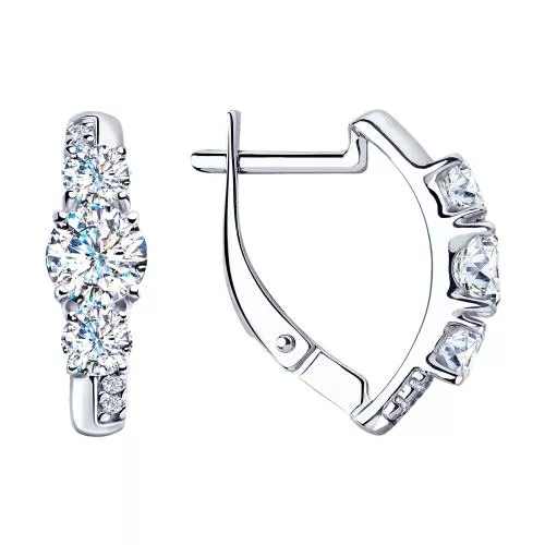 Серьги из серебра с фианитами