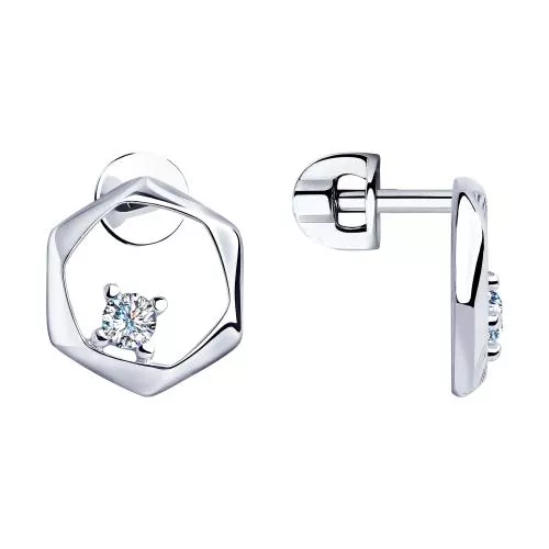 Серьги из серебра с фианитами