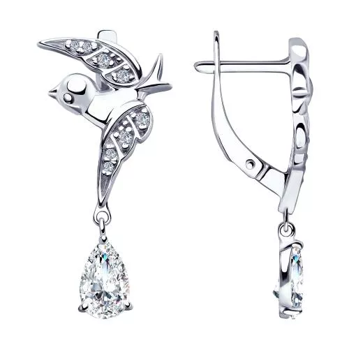 Серьги из серебра с фианитами