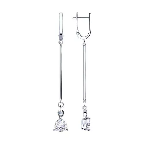 Серьги из серебра с фианитами