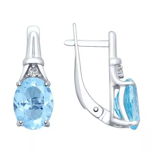 Серьги из серебра с топазами и фианитами