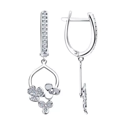 Серьги из серебра с фианитами