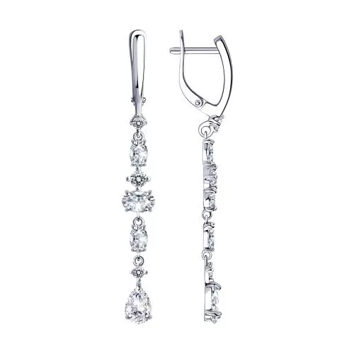 Серьги из серебра с фианитами