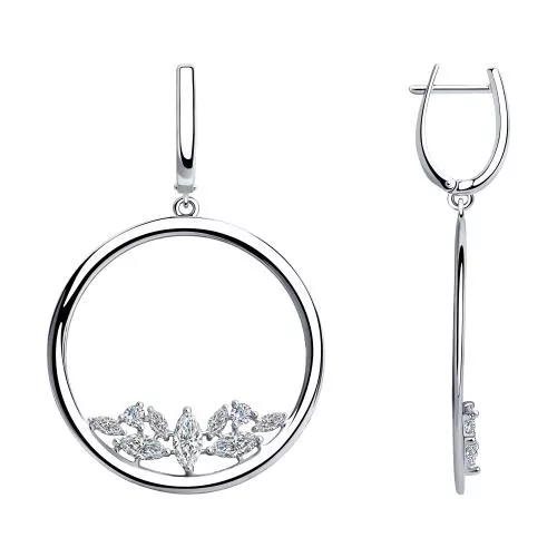 Серьги из серебра с фианитами