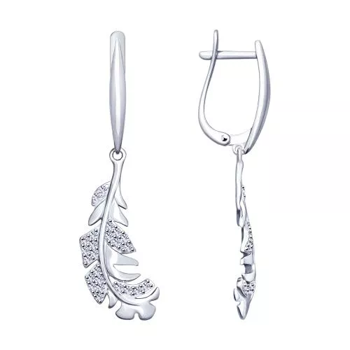 Серьги из серебра с фианитами