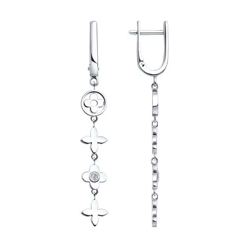 Серьги из серебра с фианитами