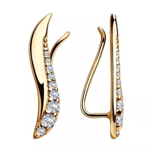 Серьги из золочёного серебра с фианитами