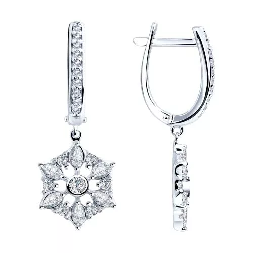 Серьги из серебра с фианитами