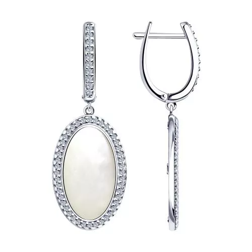 Серьги из серебра с и фианитами