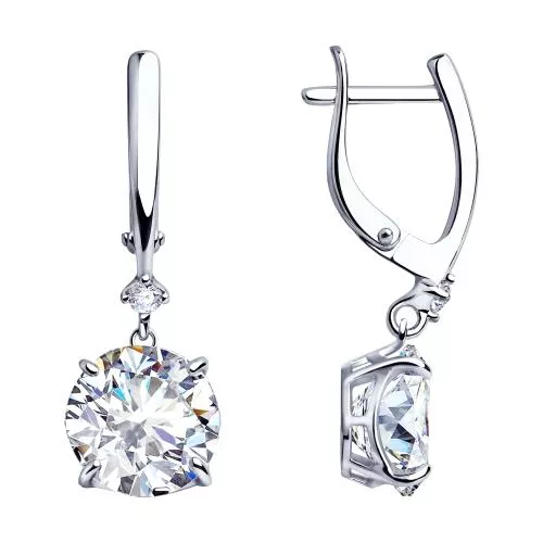 Серьги из серебра с фианитами