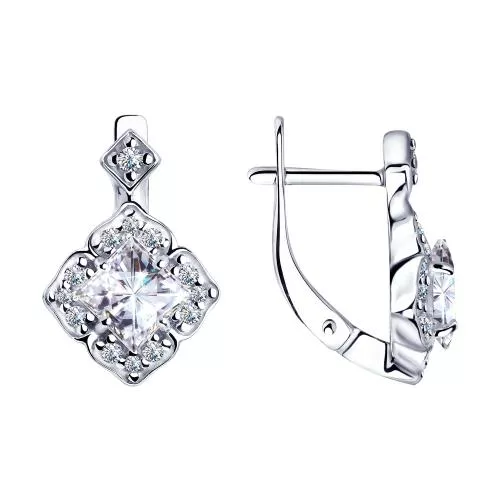 Серьги из серебра с фианитами