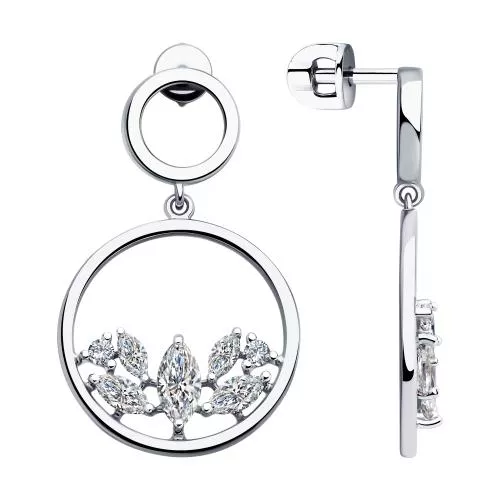 Серьги из серебра с фианитами