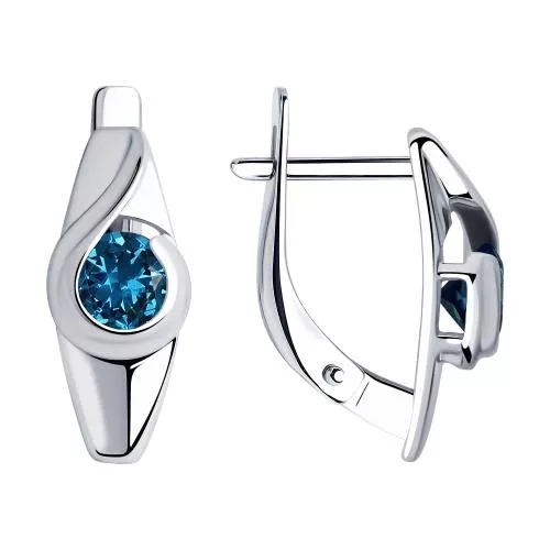 Серьги из серебра с синими топазами