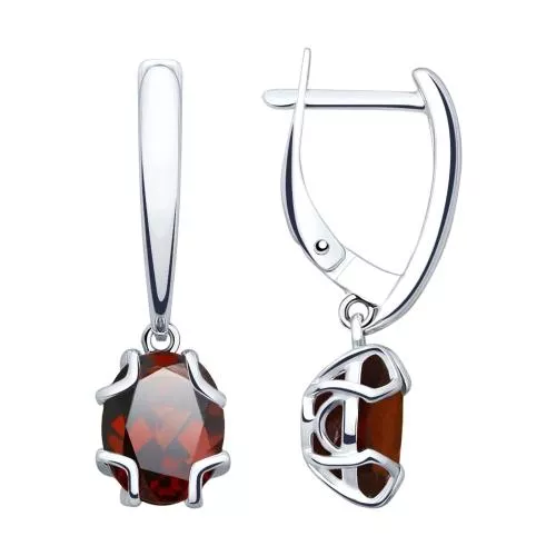 Серьги из серебра с гранатами