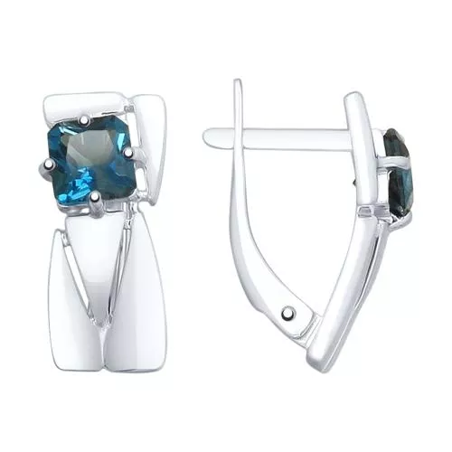 Серьги из серебра с синими топазами