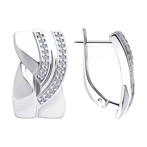 Серьги из серебра с фианитами