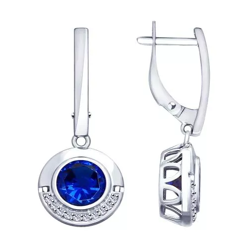 Серьги из серебра с фианитами