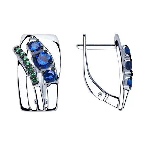 Серьги из серебра с фианитами