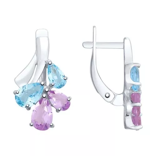 Серьги из серебра с полудрагоценными вставками