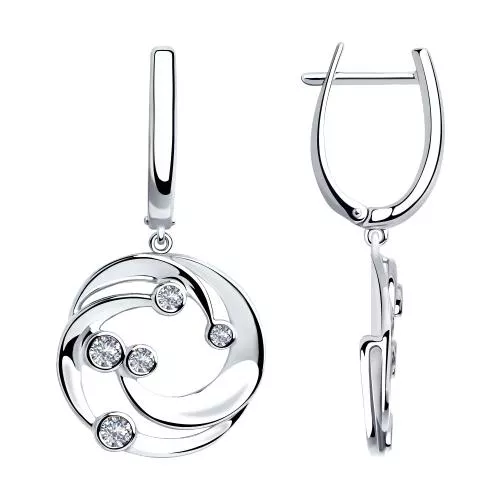 Серьги из серебра с фианитами