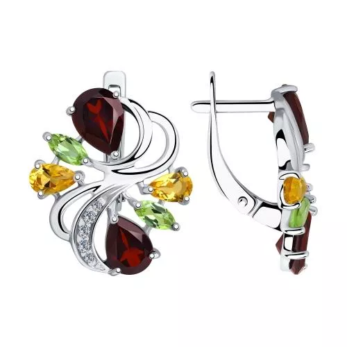 Серьги из серебра с миксом камней