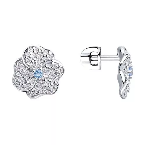 Серьги из серебра с фианитами