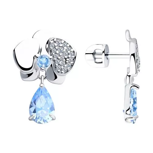 Серьги из серебра с фианитами