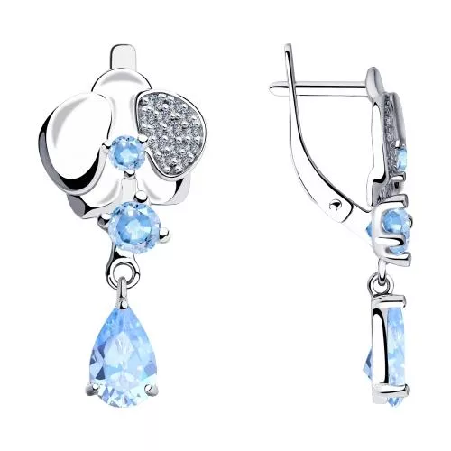 Серьги из серебра с фианитами