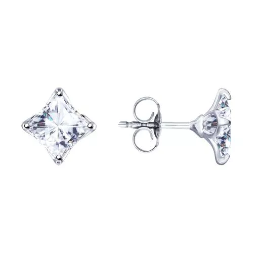 Серьги из серебра с фианитами