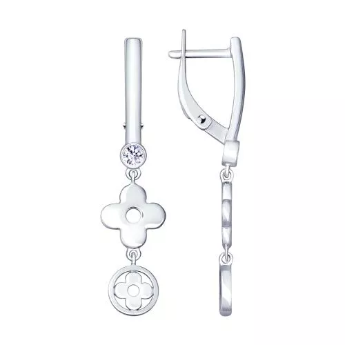 Серьги из серебра с фианитами