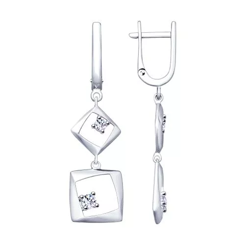 Серьги из серебра с фианитами