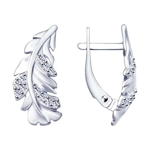 Серьги из серебра с фианитами