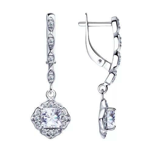 Серьги из серебра с фианитами
