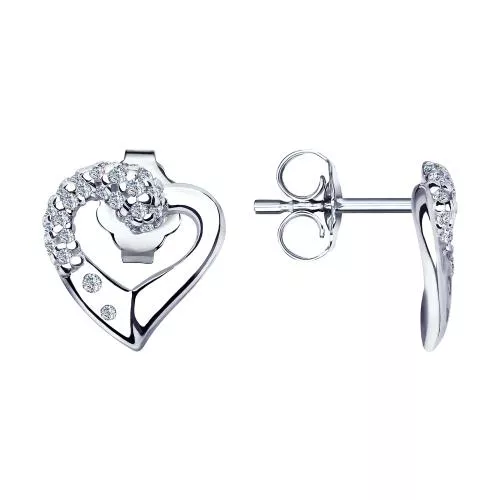 Серьги из серебра с фианитами